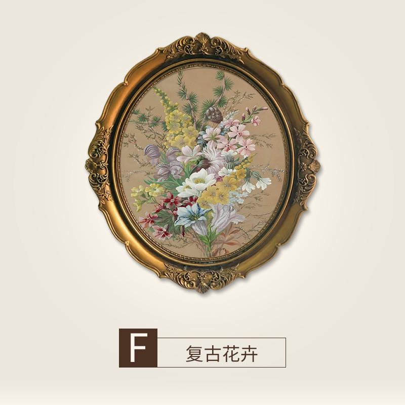 美式装饰画法式复古小尺寸挂画床头卧室欧式客厅壁画轻奢椭圆形画图片