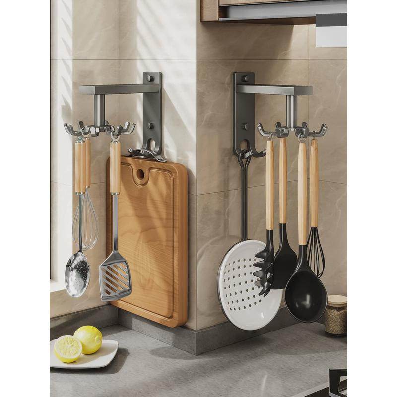 旋转挂钩收纳架多功能置物架壁挂锅铲厨房勺子铲子挂架免打孔厨具,收纳整理,橱柜收纳筐,淘宝优惠券,粉丝福利购,淘宝优惠卷