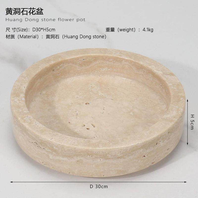 轻奢天然大理石绿植仿真花器摆件电视柜茶几玄关桌面装饰工艺花盆