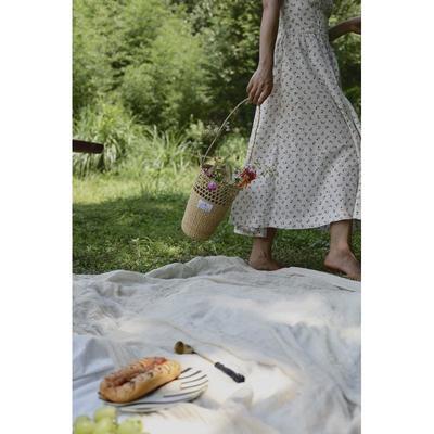 xyt赴一场野餐手工编织草编法式乡度假包圆桶花篮拍摄道具村风