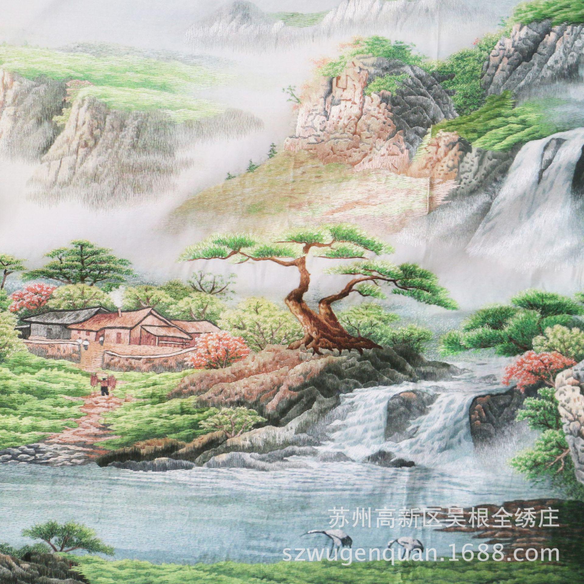 苏绣绣片会议室卧室客厅办公室气壮山河书房装饰画手工刺绣