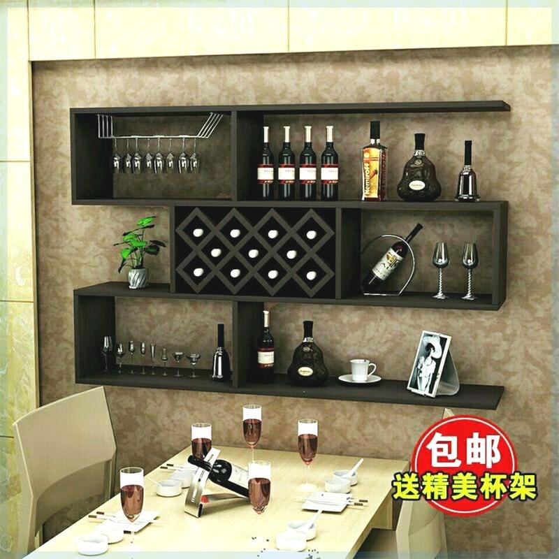 包邮悬挂式酒架酒柜墙上置物架餐厅吧台实木简约壁挂墙壁装饰架