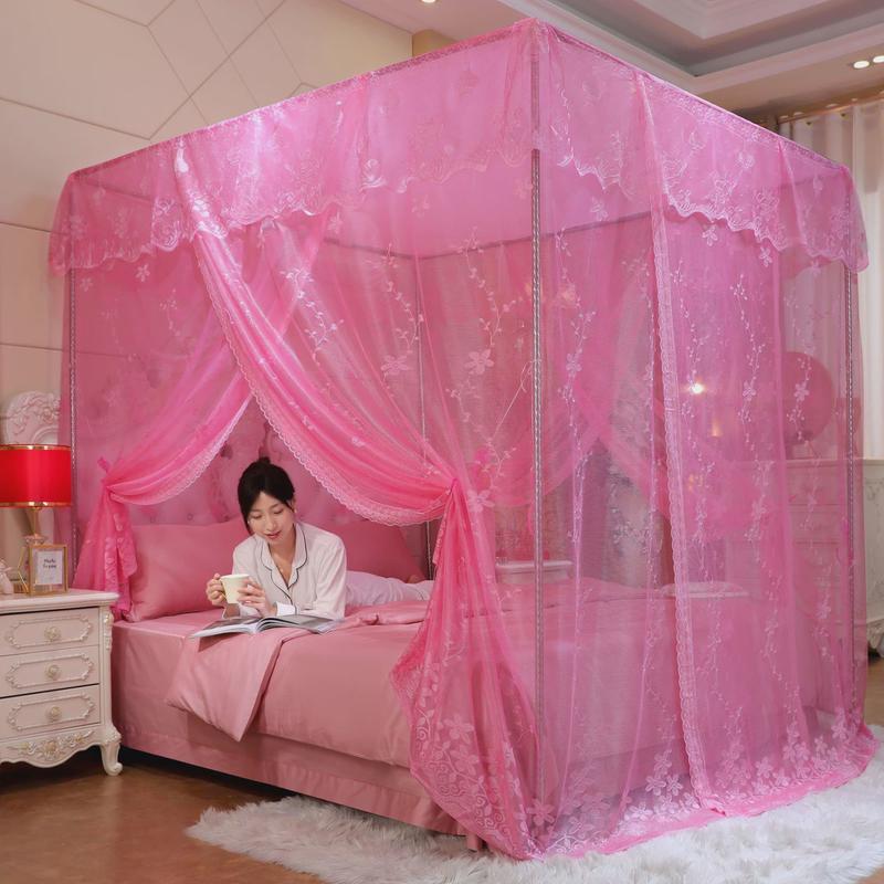 结婚蚊帐1.8m床公主风落地支架宫廷式1.21.5m床加密家用单门加厚