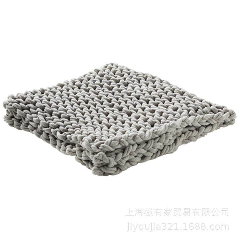 沙发毯网红特粗毛线手工编织毯样板间床尾装饰毯北欧ins民宿床搭