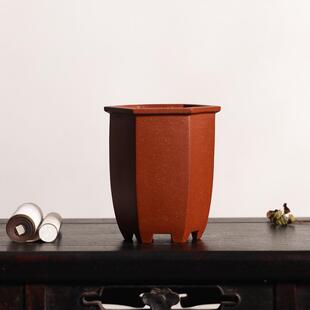 紫砂花盆小号兰花盆手工盆降觅泥孙伟名家盆觅陶乡六方盆坡陶乡