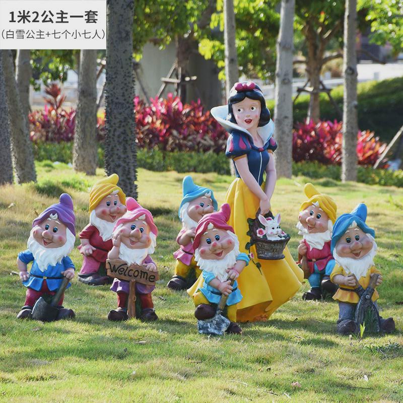 园林景观雕塑幼儿园装饰品商场美陈白雪公主玻璃钢小矮人卡通摆件