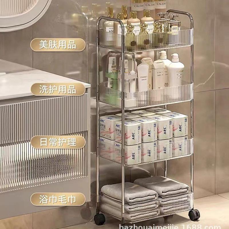 亚克力小推车浴室缝隙置物架客厅零食收纳架多层移动化妆品收纳架