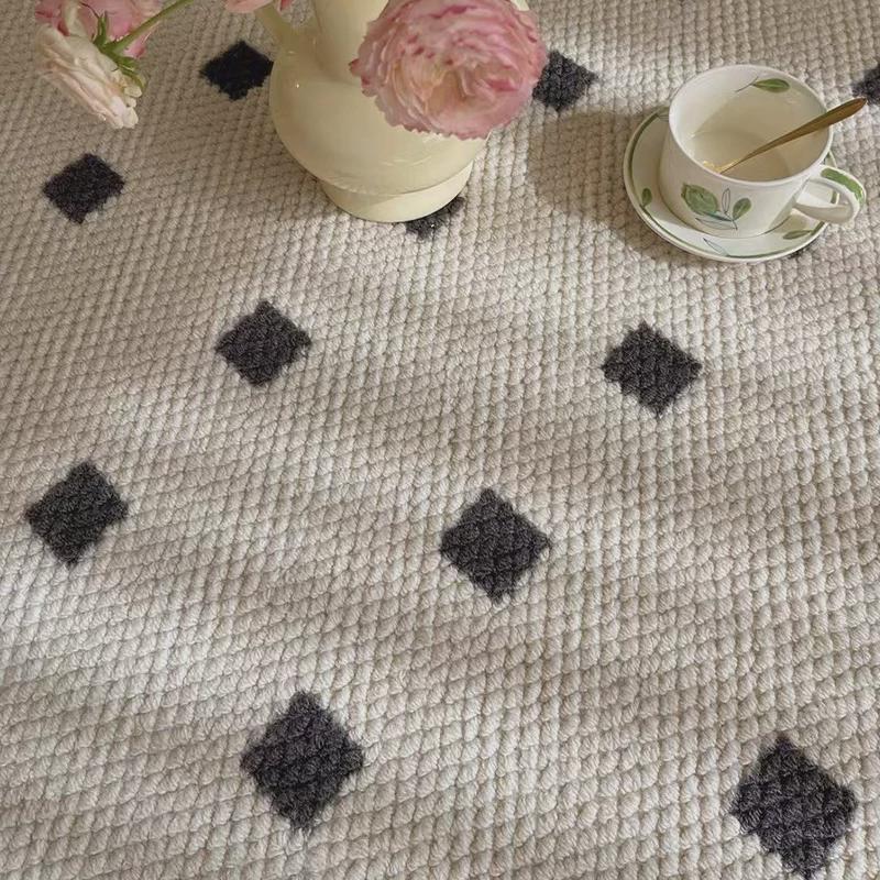 印花羊毛地毯客厅耐脏易打理纯色地毯高级感拍照卧室大面积加厚