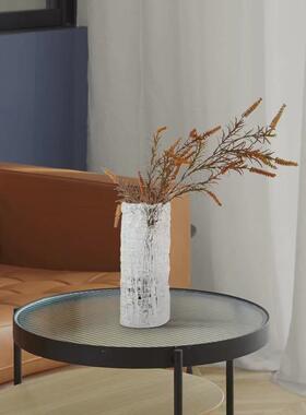 现代简约圆形拉丝玻璃花瓶干花家居客厅书房装饰品花瓶摆件工艺品