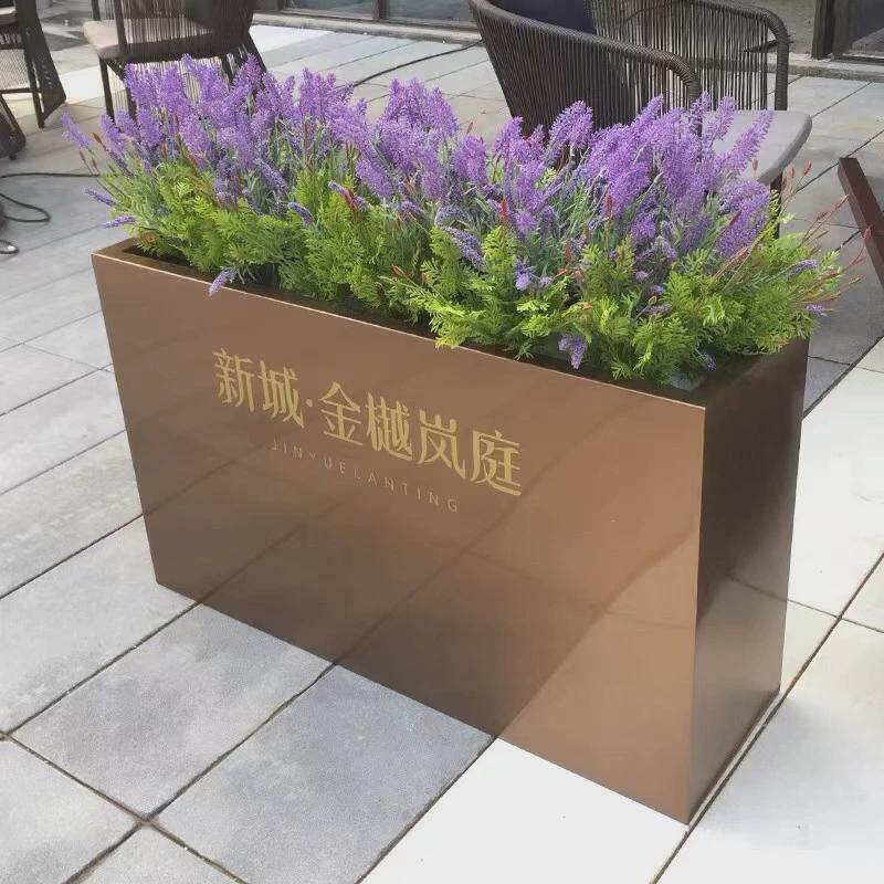 户外不锈钢景观花箱铁艺花盆镀锌板花坛花槽种植箱异形花槽店门口
