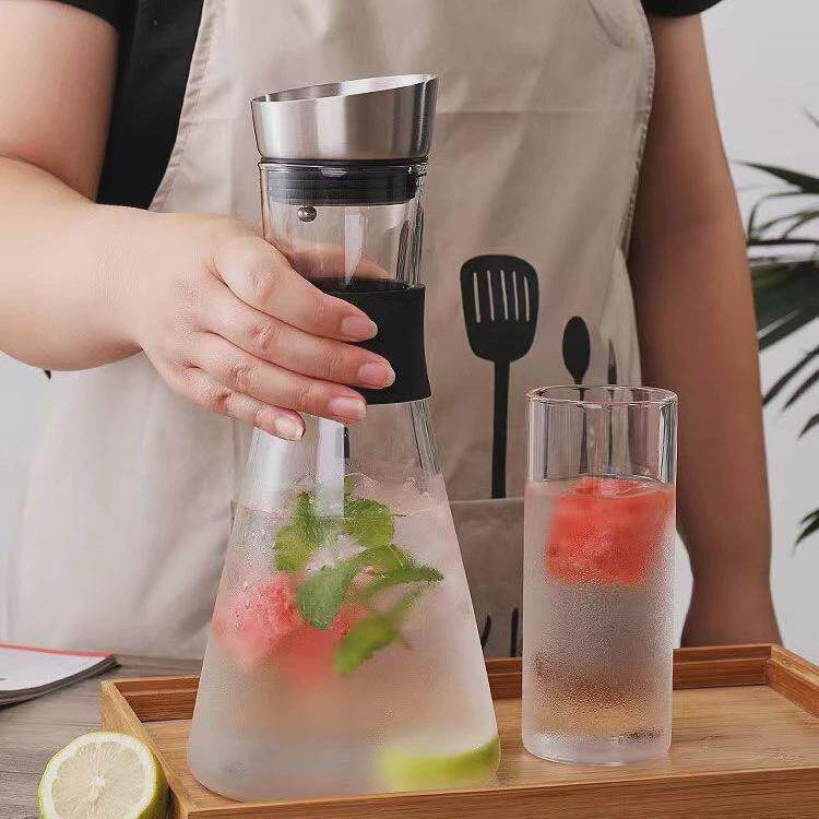 餐厅果汁扎壶耐热白开水瓶凉水壶不锈钢盖子硅胶隔热德克冰水壶