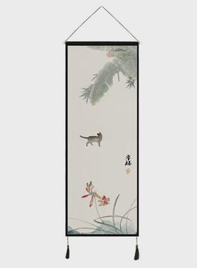q683新中式古风挂毯版客厅挂画长装饰画家居布艺挂画民宿墙壁挂布