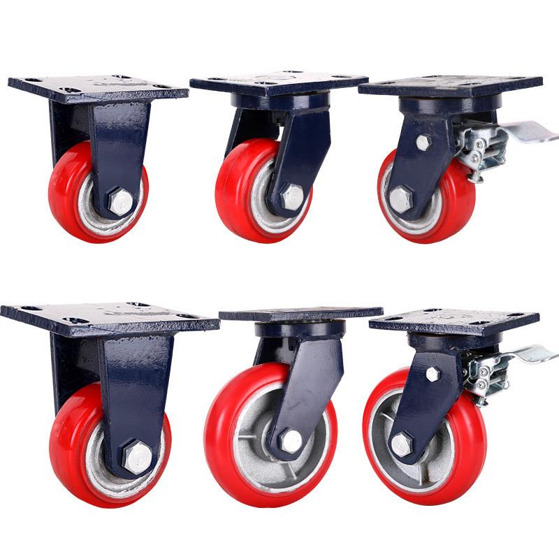 超重型顺粤脚轮4寸5寸6寸8寸手推车轮子铁芯圆弧万向脚轮轱辘