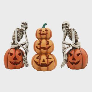 万圣节场景装饰南瓜灯骷髅三叠万圣节场景布置道具狂欢节派对装饰