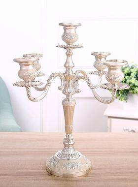 金属蜡烛台欧式五头婚礼家用餐厅复古金色郁金香烛台摆件烛台