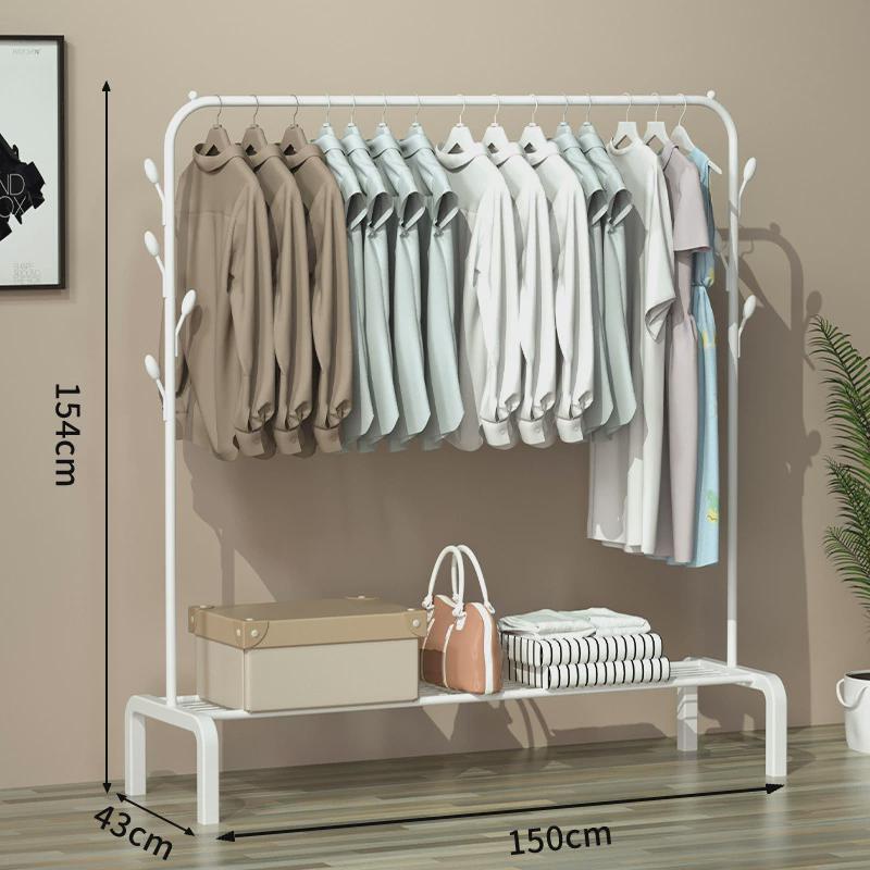 简易衣帽架落地挂衣架家用室内折叠子卧室衣服收纳架双杆式晾衣架