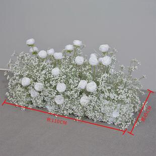 白色婚礼现场布置仿真花酒店婚庆道具路引花装饰背景墙t台花艺