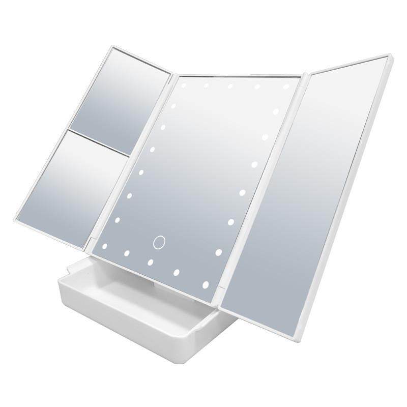 2024新品带灯折叠三折镜带收纳盒台式桌面led化妆镜2x3x美妆镜子,家庭/个人清洁工具,随身化妆镜,淘宝优惠券,粉丝福利购,淘宝优惠卷