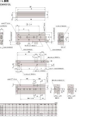 CMXS系列双气缸出力薄型气缸十字滚动滑轨/双动型气缸接非标