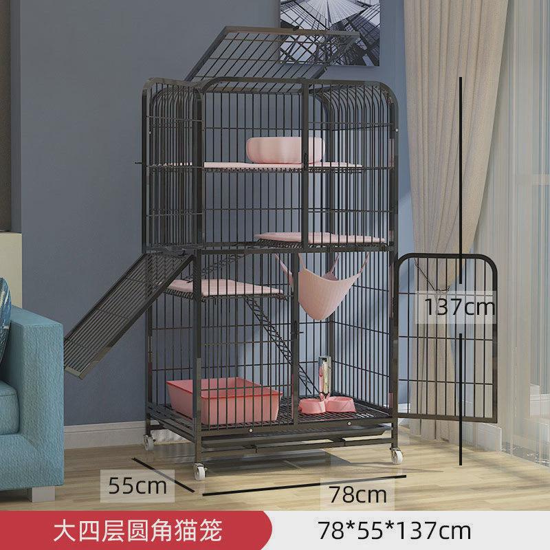 猫笼笼子大二层三层猫窝大型舍别墅猫咪宠物笼子可折叠带厕所厂家