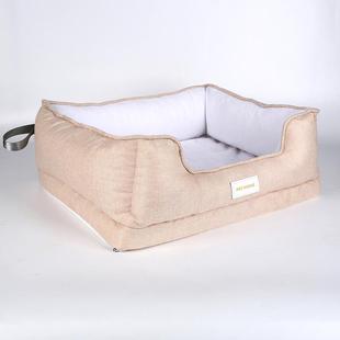 四季通用狗窝可拆洗记忆耐咬海棉不粘毛窝垫宠物复合亚麻高弹床垫