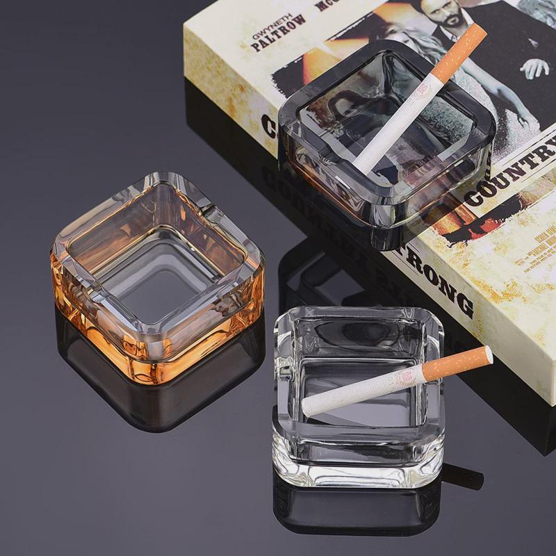 玻璃烟灰缸酒店客房方形透明烟盅创意个性简约时尚烟灰盒迷你热销