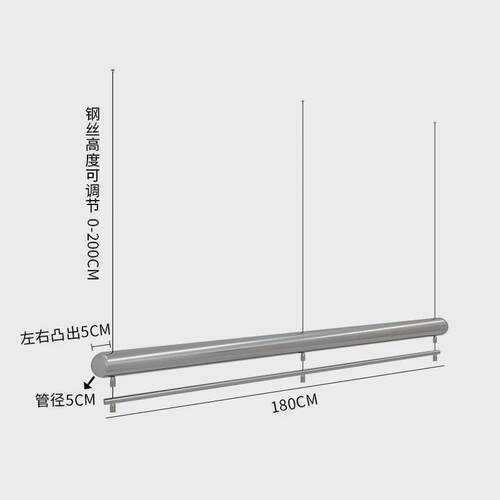服装店展示架不锈钢银色陈列服装吊杆货架悬挂吊架橱窗吊顶挂衣架