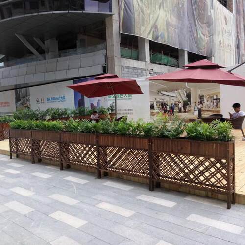 户外实木隔断花架餐厅隔断花槽碳化木花箱阳台质栅栏篱笆花盆