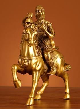 马上封侯摆件铜制马摆件工艺品铜马猴子家居办公室摆设黄铜