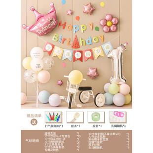 女孩生日布景感仪式家里布置宝宝一周岁3岁2岁场地背景墙装饰气球
