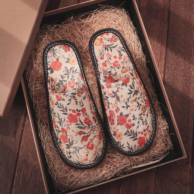 春秋季中式包头印花布艺拖鞋男女家居室内防滑软底四季凉拖鞋,居家布艺,居家棉拖/棉鞋,淘宝优惠券,粉丝福利购,淘宝优惠卷