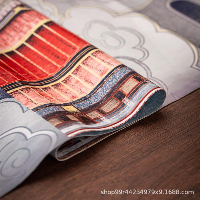 热销国潮风丝绒茶席茶具配件茶台垫布中式茶旗桌垫茶桌布国潮绒面