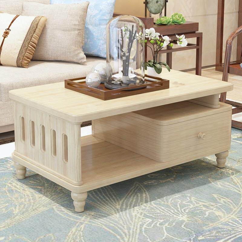 简约全实木小户型客厅家用电视柜组合带抽屉茶几中式原木创意新品