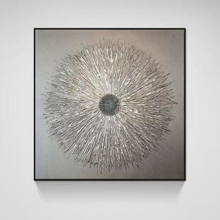 油画后现代装饰画客厅沙发轻奢挂画银简约大气样板房走廊餐厅壁画