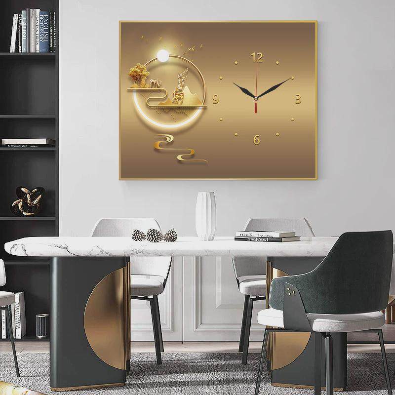 现代电表箱推拉装饰画带钟表免打孔液压电闸遮挡装饰画配电箱挂画