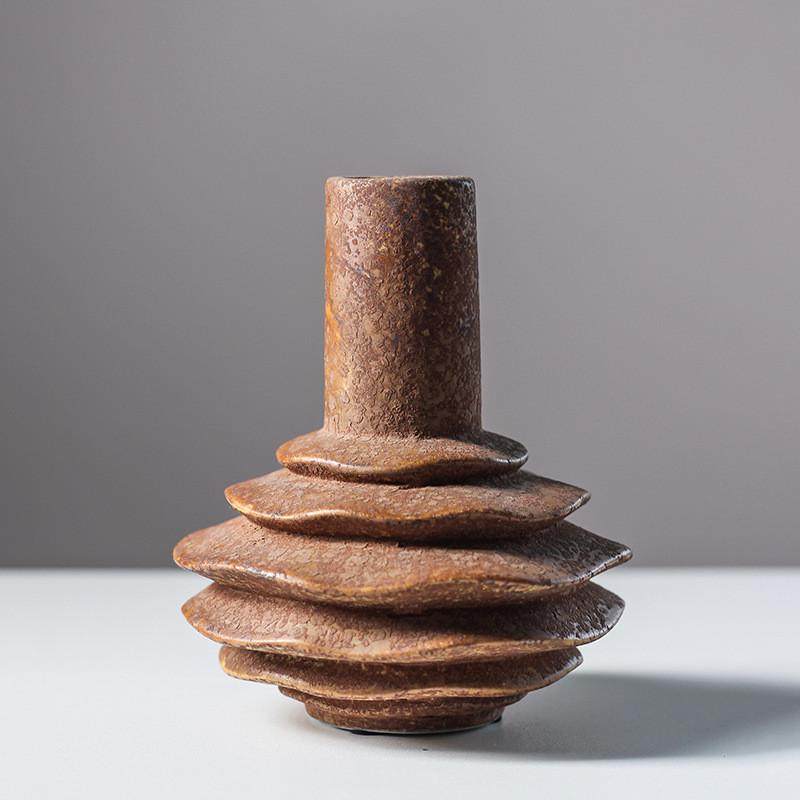 复古粗陶花瓶禅意侘寂风陶瓷花器民宿酒店装饰品绿色植物插花摆件,家居饰品,装饰摆件,淘宝优惠券,粉丝福利购,淘宝优惠卷