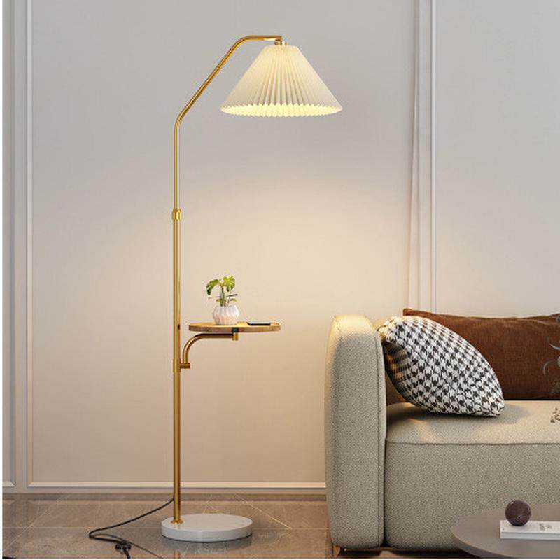 卧室床置物架落地灯北欧现代创意茶几灯客厅带头带无线充立式台灯