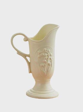 欧式复古铃兰花浮雕艺术陶瓷花瓶高级感餐桌客厅摆件装饰花器