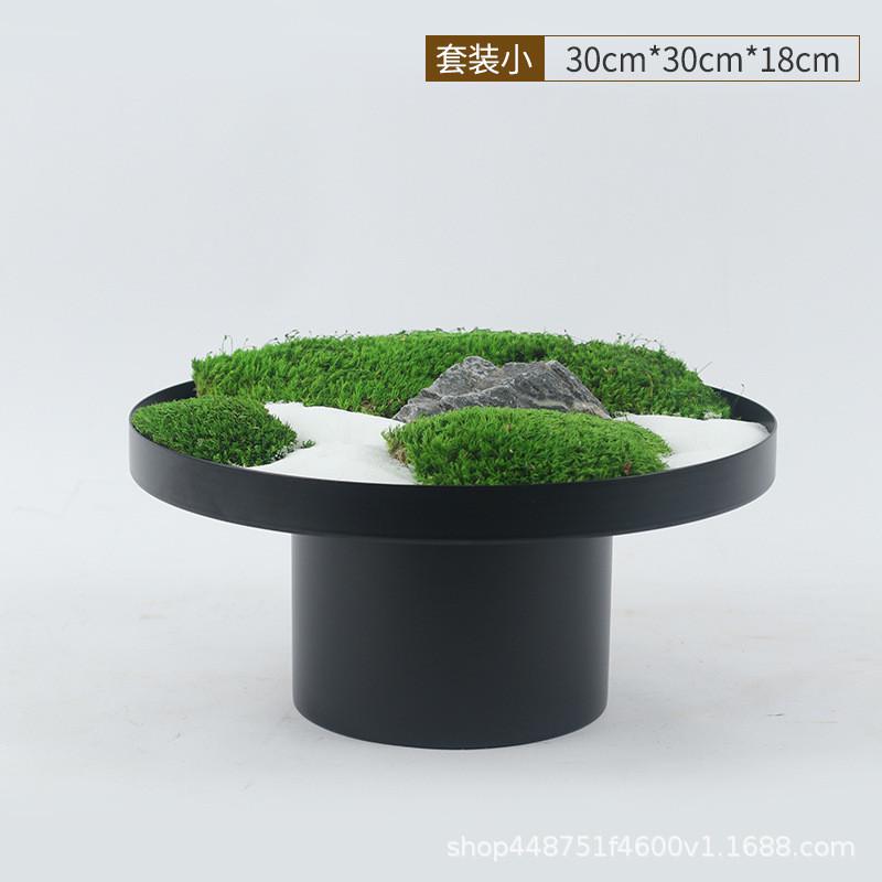 软装客厅金属托盘仿真微盆景摆件会所餐桌工艺品摆设电视柜新中式