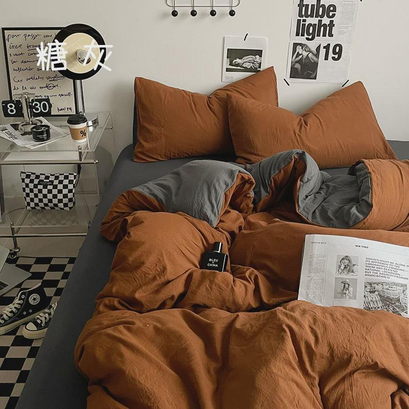 床上四件套棉质床笠款1米5被单人大通直四季学生宿舍三件套销