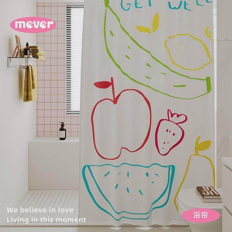 韩式线条浴帘防水防霉套装免打孔洗澡浴室卫生间隔断门帘布淋浴间,家庭/个人清洁工具,浴帘,淘宝优惠券,粉丝福利购,淘宝优惠卷