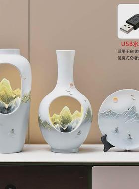 轻奢家居摆件室内饰品现代简约欧式客厅水景循环水电视柜喷泉摆件