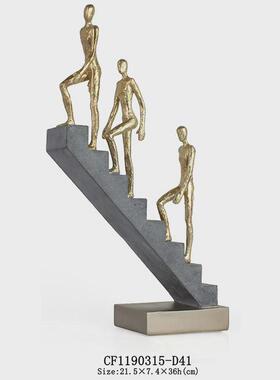 创意人物爬梯摆设轻奢艺术楼梯家居装饰品酒柜玄关客厅桌面摆件