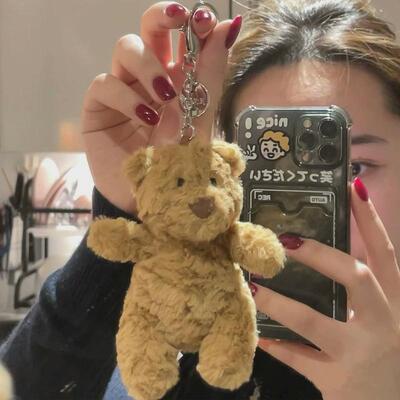 巴塞罗那小熊挂件背书包包小饰品可爱毛绒公仔钥匙扣2023新款女生