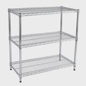 三层镀铬线网货架金属置物架可以上下调节组合货架网状小铁架子