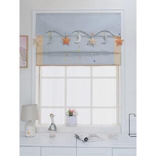 xyt星月蓝卷帘罗马帘儿童房窗帘遮光女孩男孩卧室免打孔电动2022