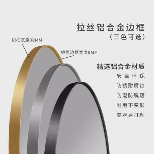 智能浴室镜带灯卫生间智能镜led酒店智能镜触摸屏圆镜带框铝合金