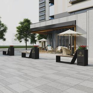 不锈钢组合坐凳花箱户外商业街售楼部铁艺花槽花坛花架道路种植大