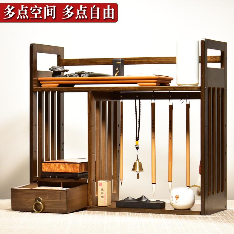 文房收纳博古毛笔架铜毛笔挂创意多功能楠竹书法挂毛笔架子笔摆件