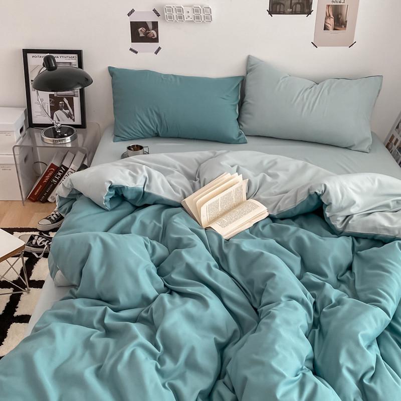 ins水洗棉轻奢四件套简约学生床上三件套高级感宿舍床笠床单被套
